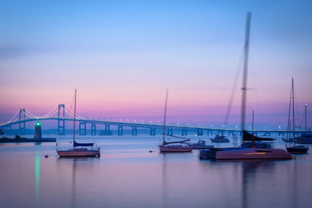 A view of the Newport Bridge from Goat Island.