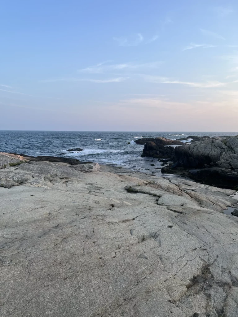 Cliff Walk in Newport, RI, on a summer evening.