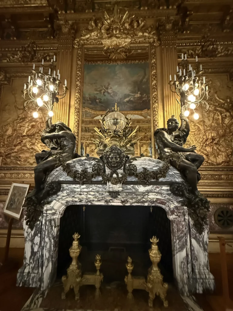 The fireplace in the Grand Salon at Marble House in Newport, RI.